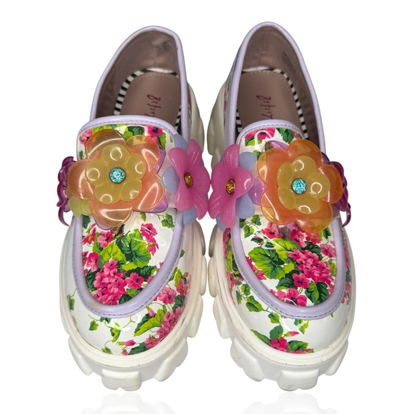 Betsey Johnson Vinie Lug Platform Shoes Women's US Size 8 Multi Floral Loafer - Picture 3 of 10